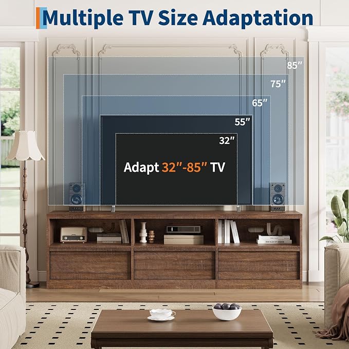 GarveeHome 70 in TV Stand for TVs up to 85 in, Mid Century Modern Entertainment - Image 9