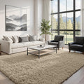 8x10 Area Rugs for Living Room Rug: Soft Fluffy Shag Gray Camel Rugs for Bedroom by CarpetAddColortoYourLife