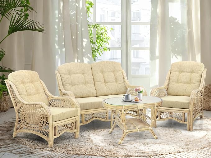 Malibu Lounge Living Accent Armchair Natural Rattan Wicker Handmade Design - Image 7