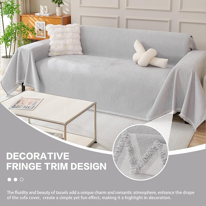 DREAMINGO Sofa Covers Washable Thick Chenille Couch Cover - Image 5
