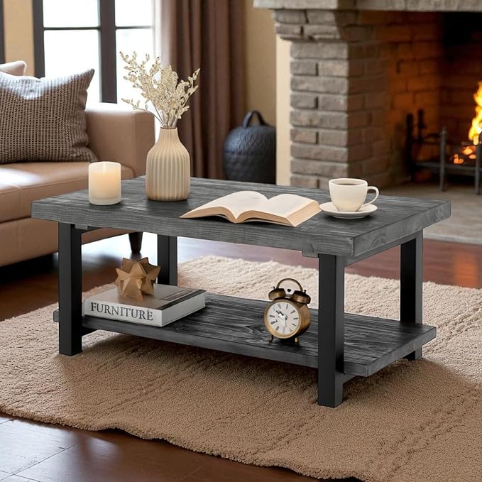 Alaterre Furniture Pomona Living Room 42 Inch Rectangular Solid Wood Coffee - Image 2