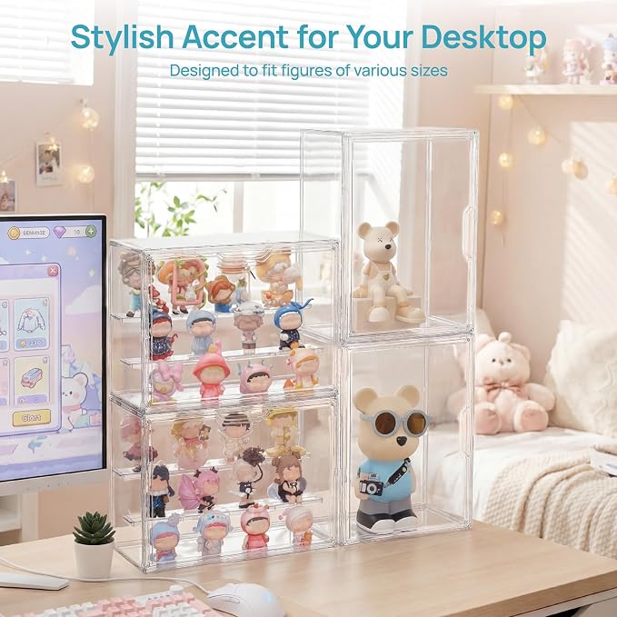 Vtopmart 2 Pack Acrylic Display Case, Stackable Figure Display Case - Image 7