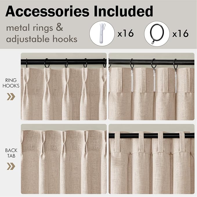 MIULEE Pinch Pleated Thick Linen Curtains 84 Inches Long 2 Panels - Image 8