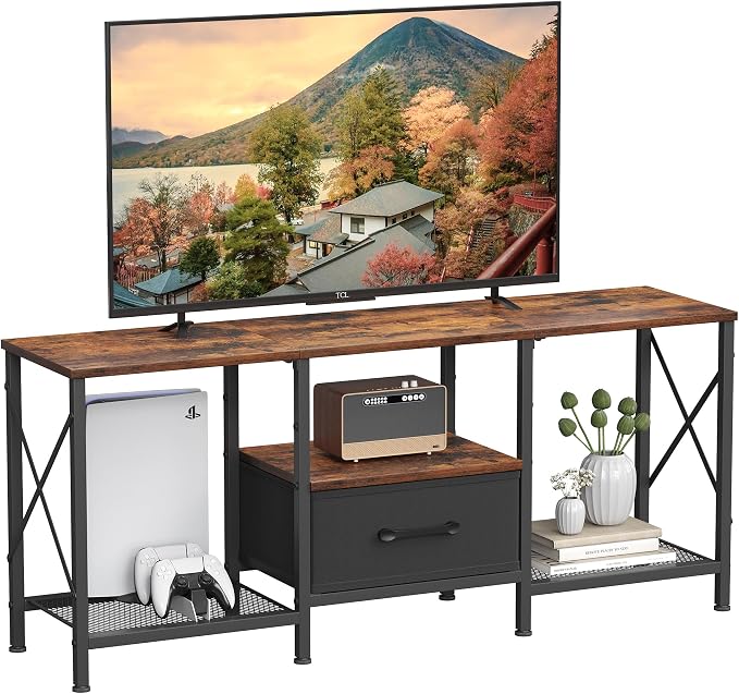 JARHETUN TV Stand with Fabric Drawer, Entertainment Center by JARHETUN