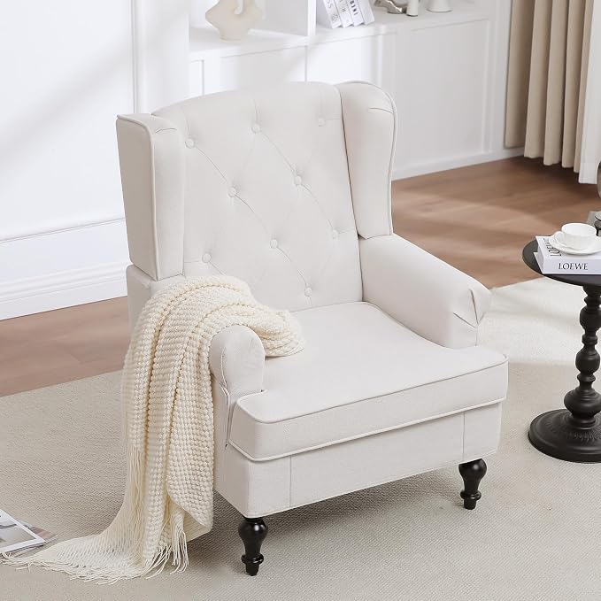 Accent Chair for Living Room, Mid Century Modern Upholstered Armchair, Wingback - Image 3