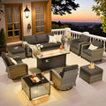ovios 10 Pieces Patio Furniture Set, Outdoor Wicker Sofa Couch by OVIOS