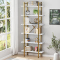 6 Tiers Bookshelf Organizer White Faux Marble Shelf, Modern Open Display by EternalHome