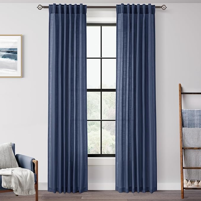 Navy Blue Curtains 90 inch Length by Jolilight