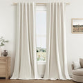 Guken Cream 100% Blackout Linen Curtains 40 Inch Wide by 84 Inch by Guken
