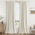 Guken Cream 100% Blackout Linen Curtains 42 Inch Wide by 84 Inch by Guken