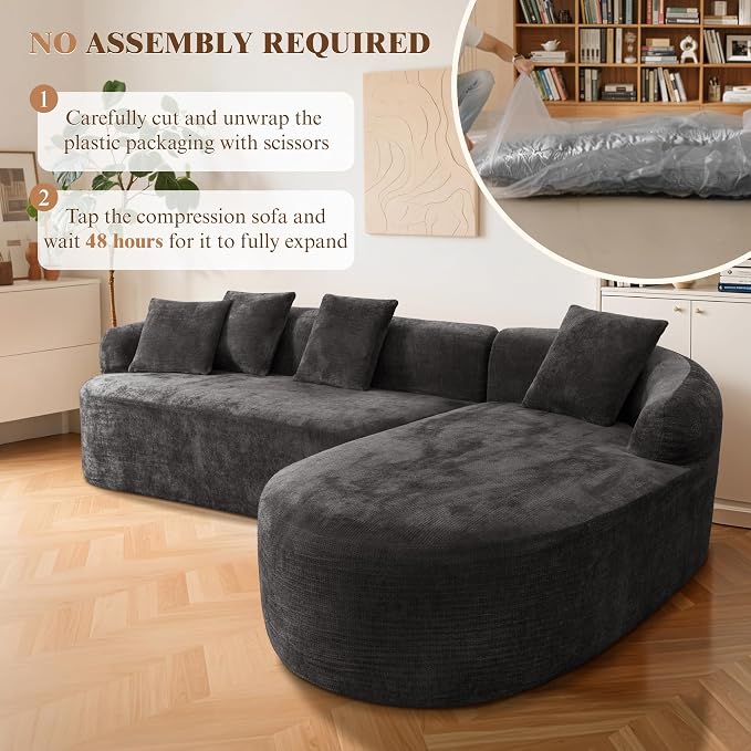 99" Curved Sectional Sofa with Chaise, Modern Boneless Couch with Deep Seat - Image 5