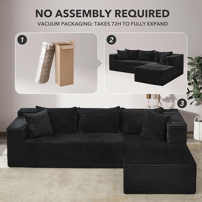 Modular Sectional Sofa Cloud Sectional Couch, Deep Seat Memory Foam Plush - Image 6