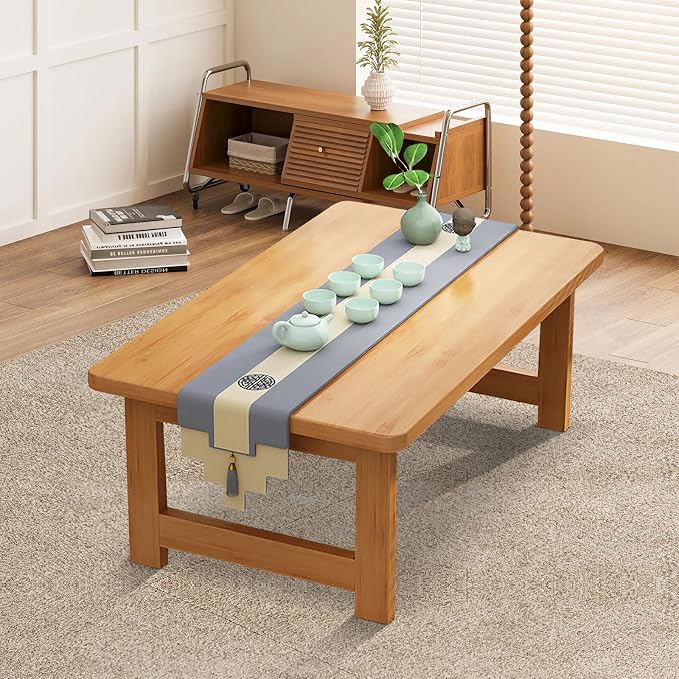 Japanese Floor Sitting Table, Folding Wood Tea Table Chabudai Japanese Coffee - Image 6