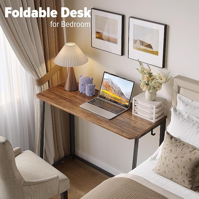 WOHOMO Folding Desk, Small Writing Desk 39.4", Space-Saving Foldable Laptop - Image 5