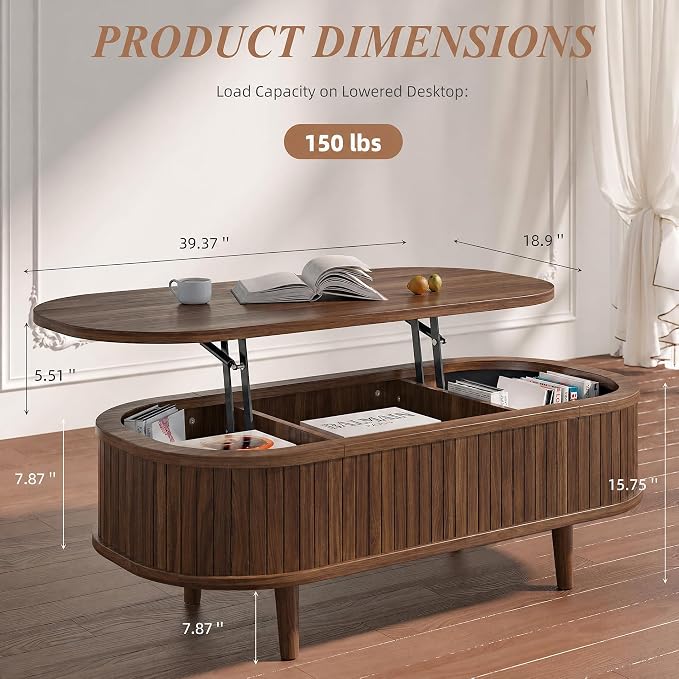 Easyego Oval Lift Top Coffee Table - Image 2