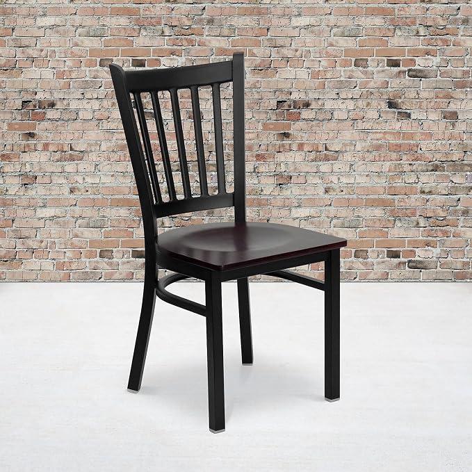 Flash Furniture 2 Pk. HERCULES Series Black Vertical Back Metal Restaurant Chair - Image 2