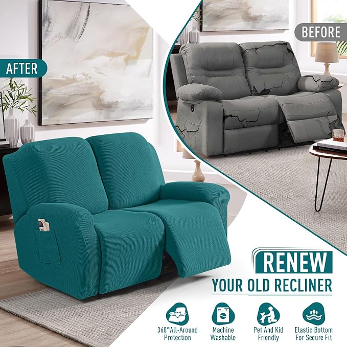 TAOCOCO Recliner Loveseat Slipcover, 6 Pieces Dual Recliner Sofa Covers - Image 4