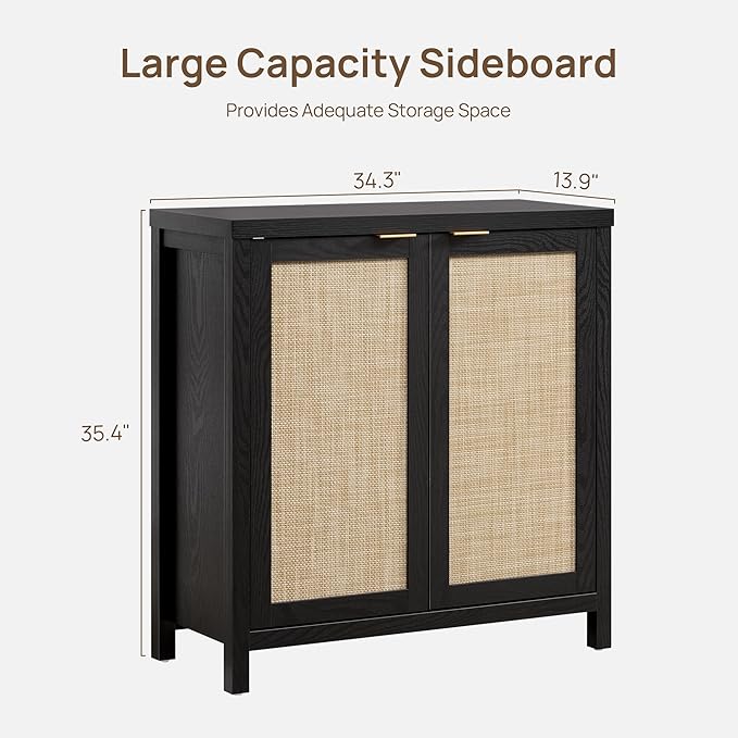 SICOTAS Rattan Sideboard Buffet Storage Cabinet - Image 2