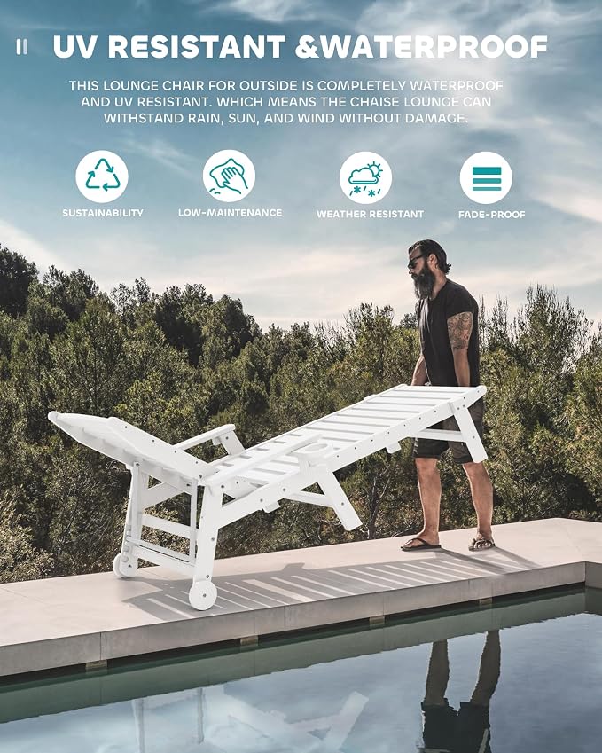 SERWALL Patio Chaise Lounge Chair Set of 2 - Image 7