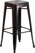 Flash Furniture Commercial Grade 30" High Backless Black-Antique Gold Metal by FlashFurniture