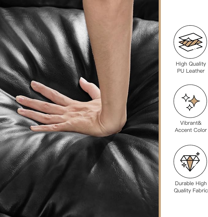 LEVNARY Compact PU Leather Sofa Set 3 Piece, Small Space Couch Set - Image 3