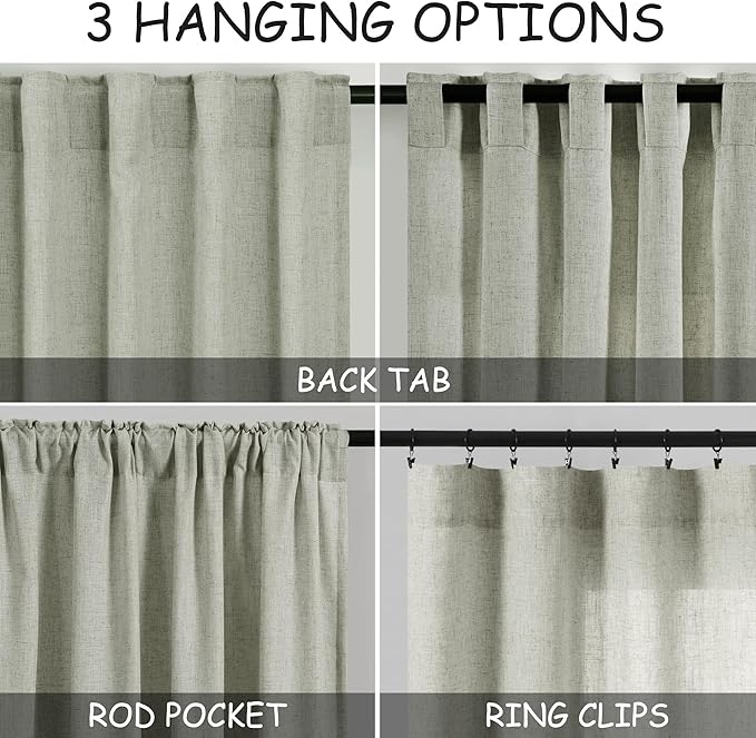 Nanspring Sage Green Curtains 144 Inches Long 2 Panels - Image 3