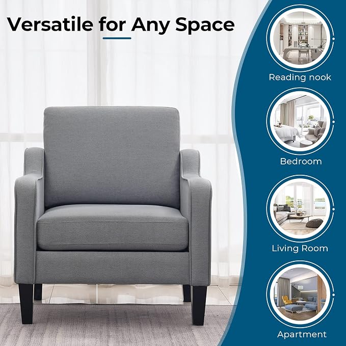 VINGLI Modern Accent Chairs Set of 2, Upholstered Sofa Chair Reading Chair - Image 5