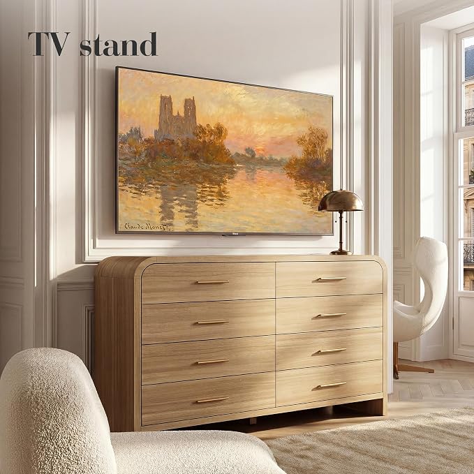 Curved 8-Drawer Dresser for Bedroom, 53.82" Wide Modern Chest of Drawers - Image 4