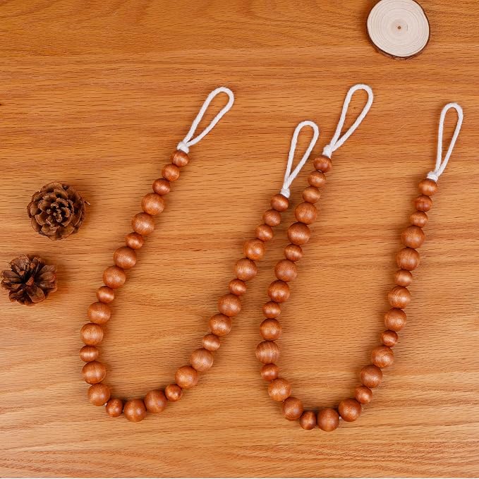 Wood Bead Curtain Tiebacks, KLOGTSIND Set of 6 Curtain Holdbacks - Image 6