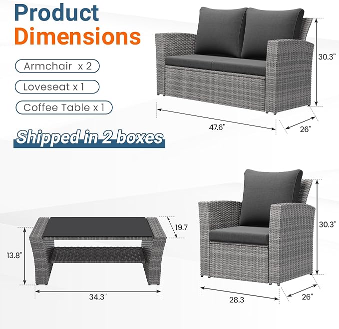 Wisteria Lane Patio Furniture Set, Wicker Outside Outdoor Furniture - Image 2