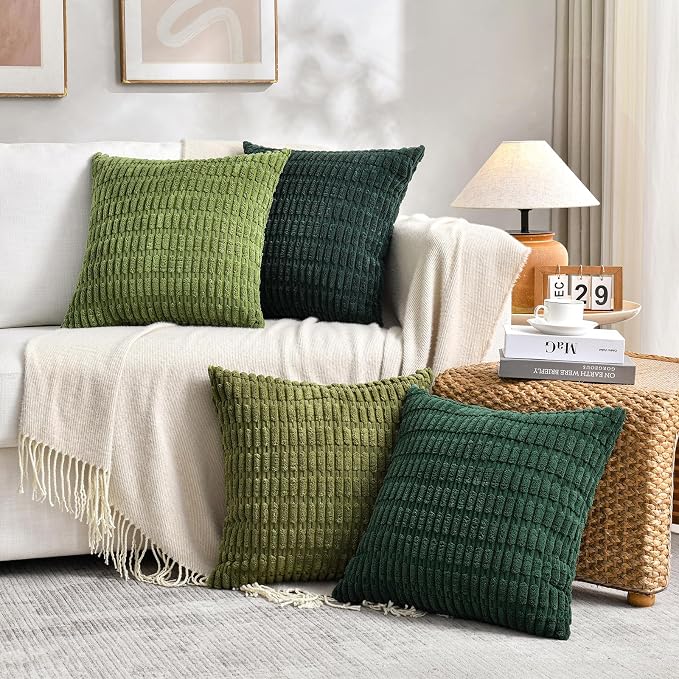 Fancy Homi 4 Packs Hunter Green Decorative Throw Pillow Covers 18x18 Inch - Image 6