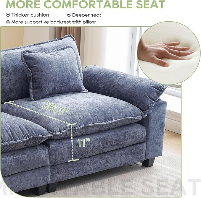 Oprisen 86" Modular Sectional Sofa, Comfy Cloud Couch Sectional Sofa - Image 4