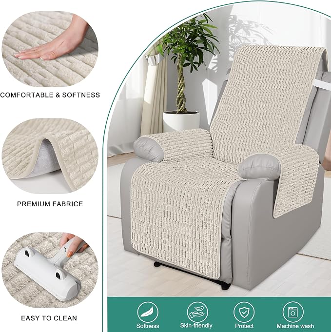 Foxdecor Recliner Chair Covers, Recliner Cover Non-Slip Chair Covers, Washable - Image 2