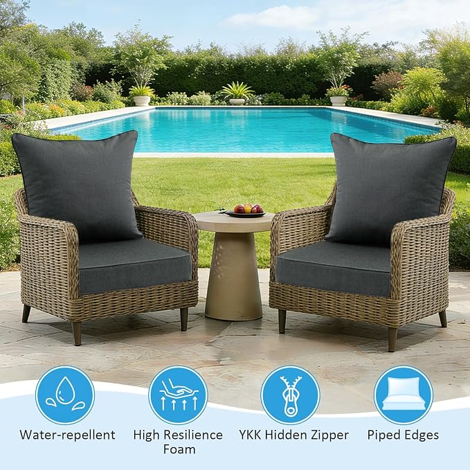 Sunbrella Outdoor Deep Seat & Back Cushion Set, 24 x 24 Inch Water Repellent - Image 4