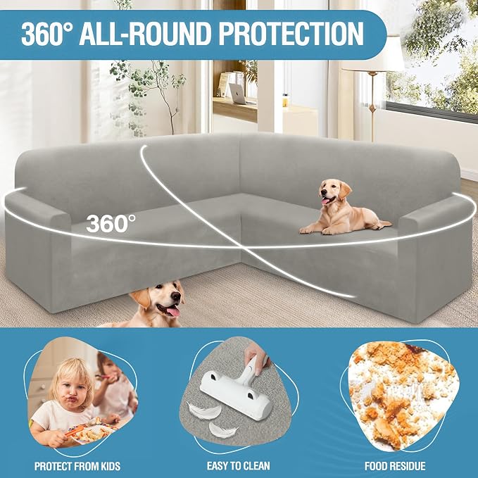 HDCAXKJ Corner Sectional Couch Covers Velvet Stretch L Shape Sofa Cover Soft - Image 4