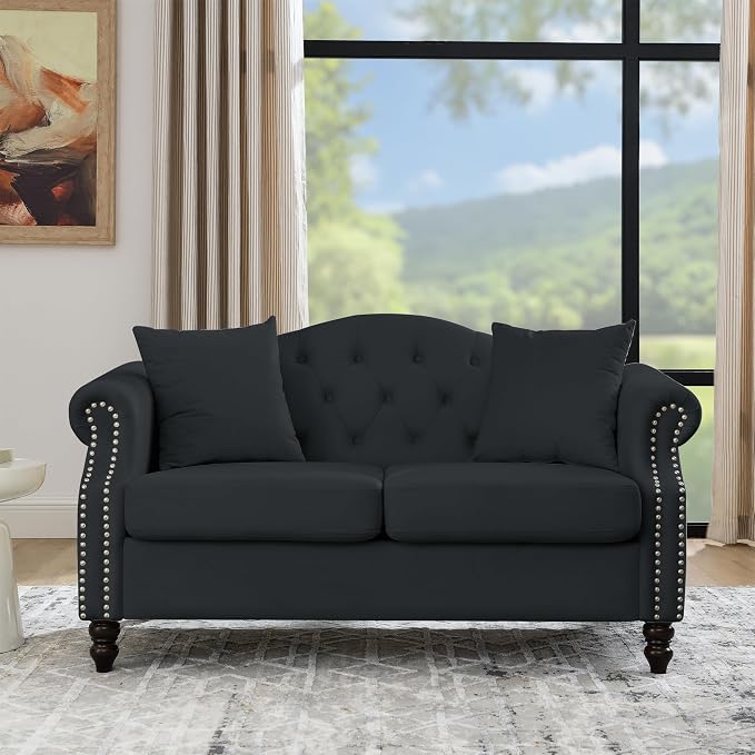 79" 2 Piece 3-Seater Velvet Chesterfield Sofa - Image 3