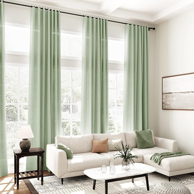 Nanspring Mist Sage Linen Curtains 108 Inches Long - Image 7