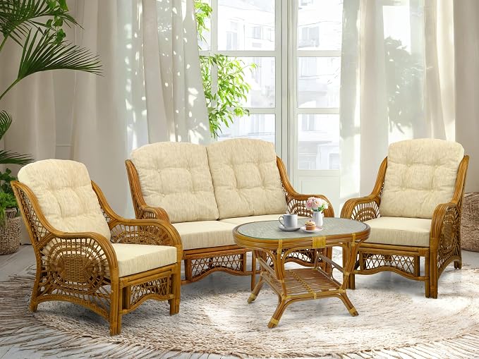 Malibu Lounge Living Accent Armchair Natural Rattan Wicker Handmade Design - Image 7
