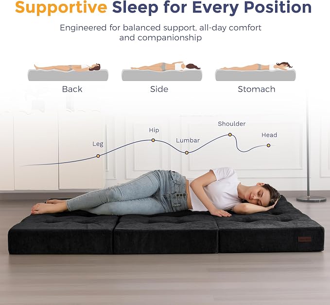 MAXYOYO 6" Folding Sofa Bed for Floor, Tufted Tri-Fold Floor Mattress - Image 5