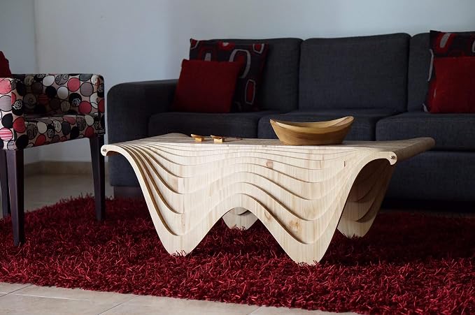 Pine Wood Living Room Coffee Table Organic Design Decor Furniture - Image 2
