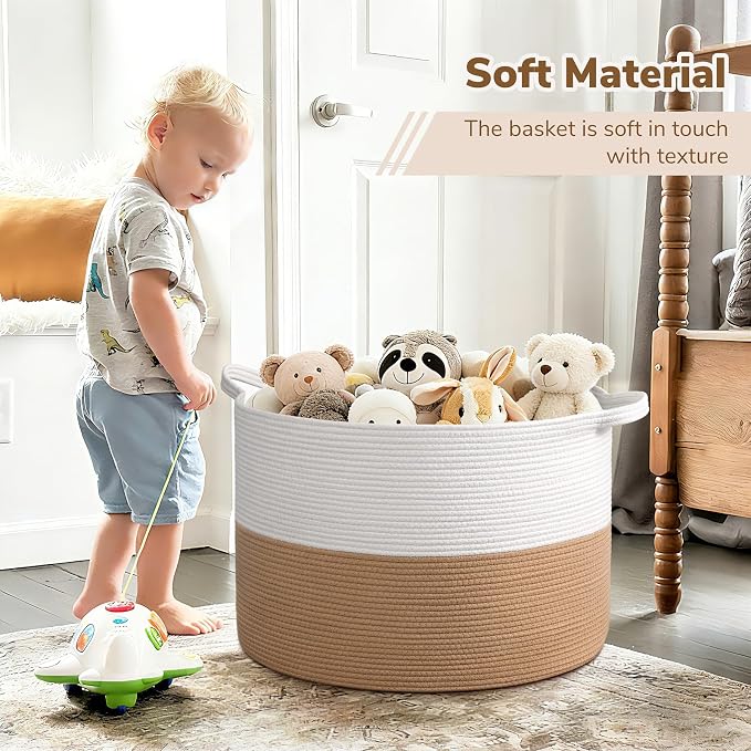 INDRESSME 115L Extra Large Jute Rope Basket, Blanket Basket Home Decor Baby - Image 6