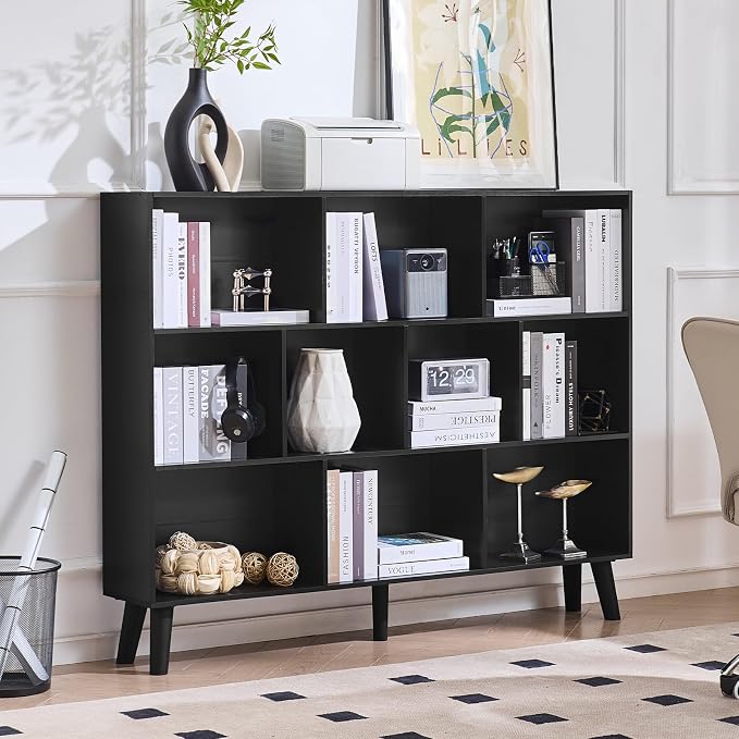 LEYAOYAO 10 Cube Bookshelf, 3 Tier Vintage 55" Wide Bookcase by LEYAOYAO-Findtheshiningpointofyourideallife%EF%BC%81