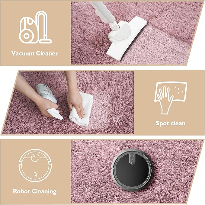 8x10 Fluffy Area Rugs for Living Room, Shag Area Rug for Bedroom, Blush Soft - Image 5