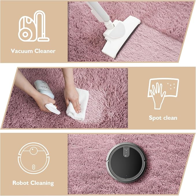 6x9 Fluffy Area Rug for Living Room, Shag Area Rugs for Bedroom, Blush Soft - Image 4