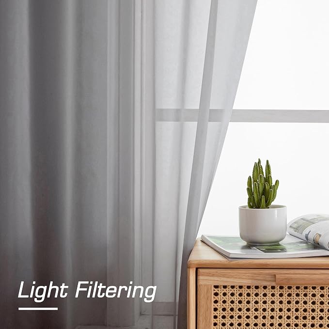 Aiyufeng Grey Sheer Curtains for Bedroom, Semi Sheer Privacy Curtains & Drapes - Image 8