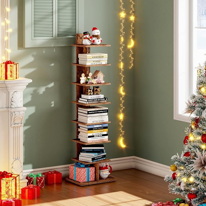 TUTOTAK Narrow Bookshelf, 8-Tier Bookcase, Spine Book Shelf - Image 9