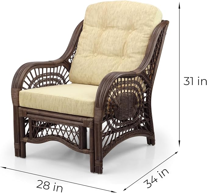 Malibu Lounge Living Accent Armchair Natural Rattan Wicker Handmade Design - Image 2