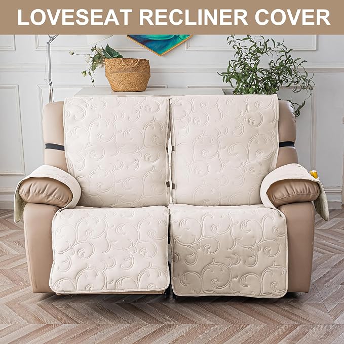 100% Waterproof Loveseat Recliner Cover, 4-Piece Split Reclining Couch Covers - Image 7