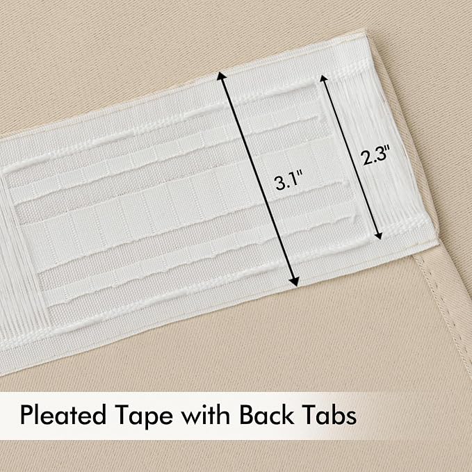 MIULEE Cream Beige Back Tab Light Blocking Curtains 63 Inch Length 2 Panels Set - Image 4