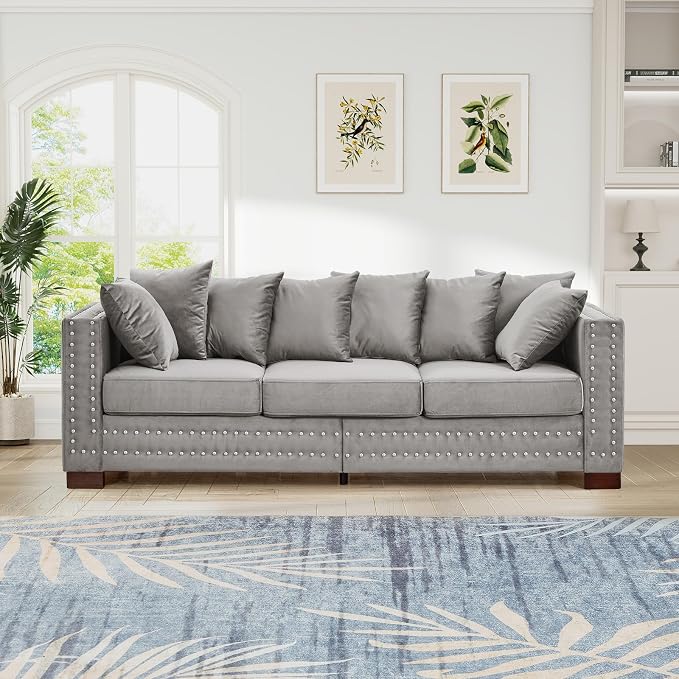 2 Pieces Velvet Couch and Loveseat Sets, Mid Century Modern Couch - Image 8